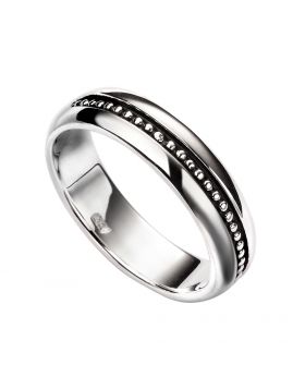 Sterling Silver Oxidised Inset Pattern Ring