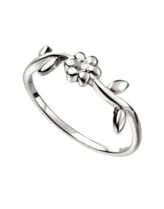 Sterling Silver Flower & Leaf Ring