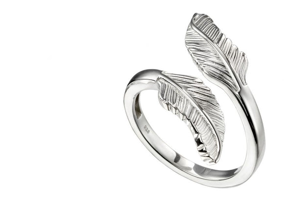 Sterling Silver Feather Wrap Around Ring R3701