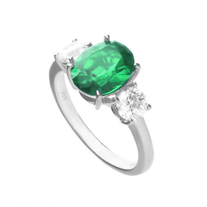 Diamonfire Oval Green Zirconia Trilogy Ring (R3817)