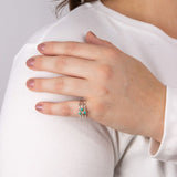 Sterling Silver Green Magnesite Triple Ring