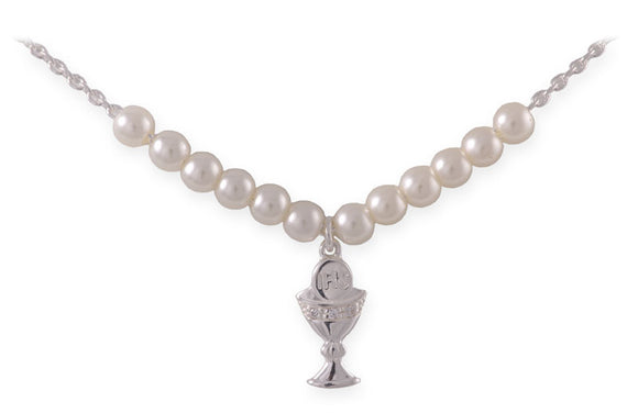 Silver Plated Pearl Chalice Necklace