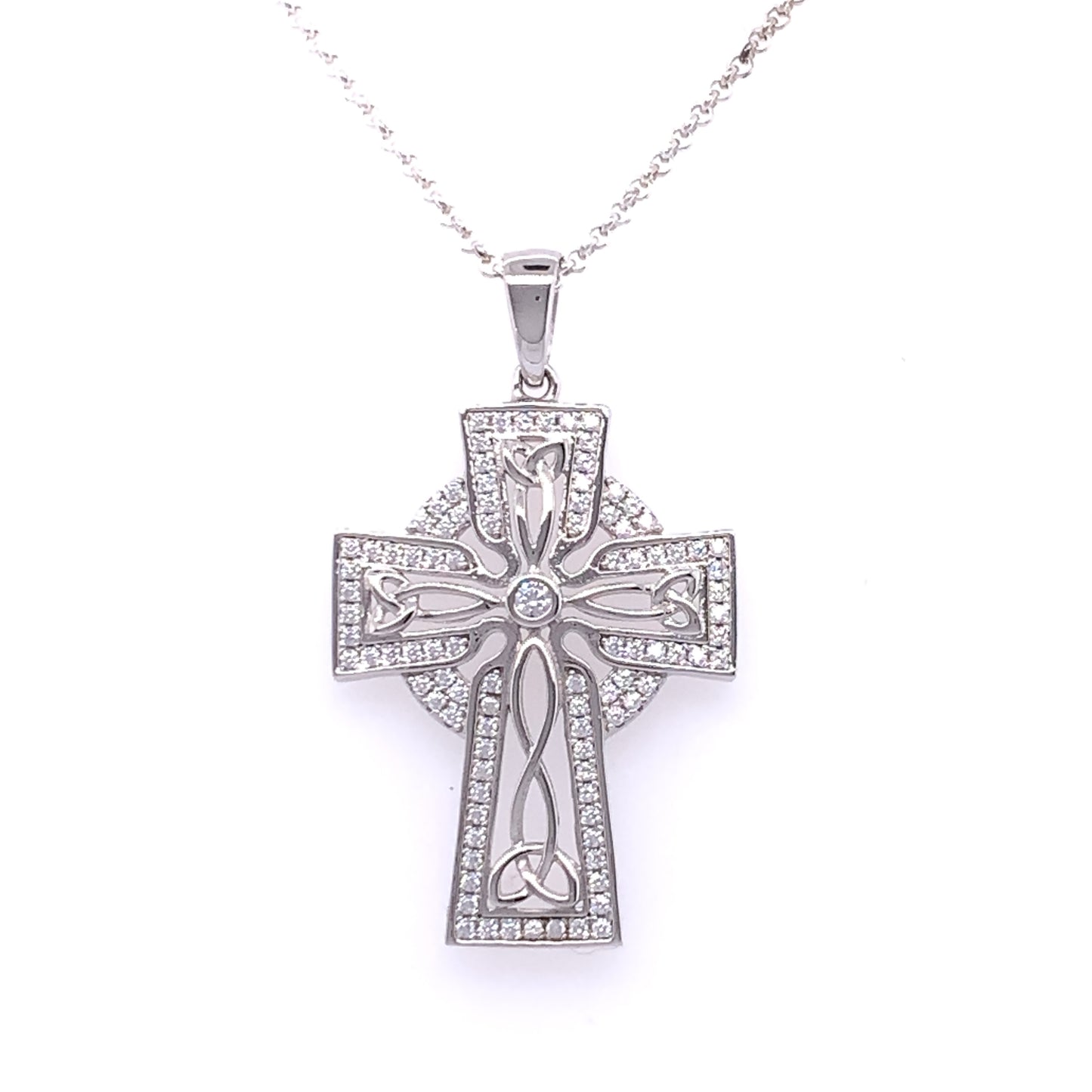 Sterling Silver CZ Celtic Cross