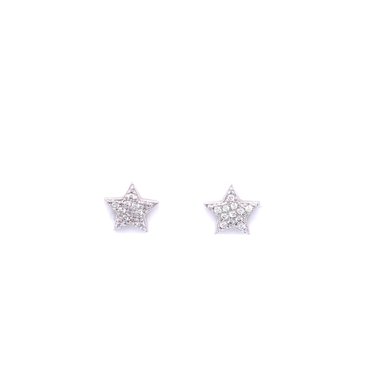 Silver CZ Star Stud Earrings