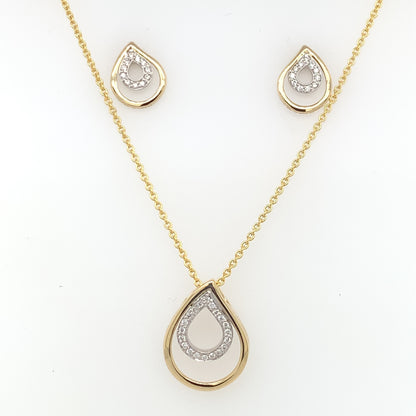 9ct Gold Diamond 0..08ct Teardrop Pendant