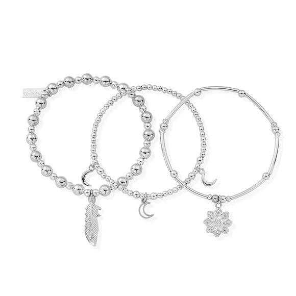 ChloBo Sterling Silver Namaste Set of 3 Bracelets
