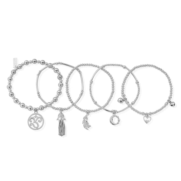 ChloBo Sterling Silver Divine Stack of 5 Bracelets