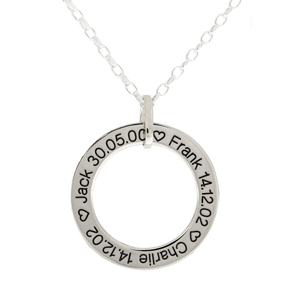 Family Circle Necklace with Hanging Family Tree | My Name Necklace Canada