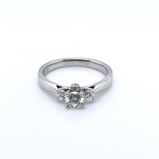 18ct White Gold  Diamond Trilogy 0.66ct Ring