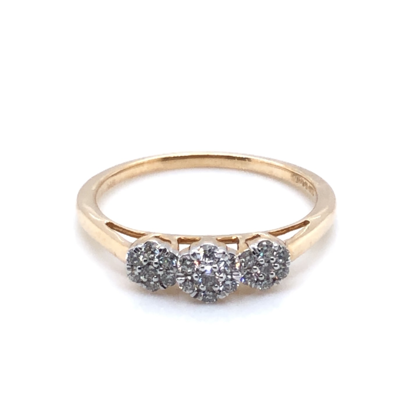 9ct Gold Diamond 0.25ct Trilogy Halo Ring