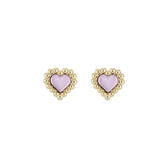 TED BAKER HEIDDY: Heart of Glass Stud Earring Gold Tone, Light Pink