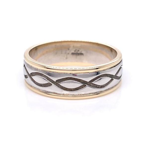 Sterling Silver 10ct Gold Mens Celtic Weave Ring