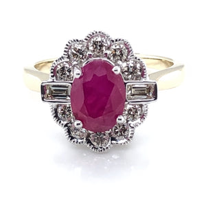 9ct Gold Ruby & Diamond 0.50ct Vintage Lace Ring GRR109