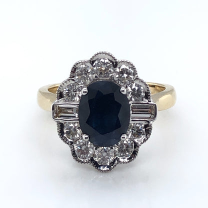 14ct Gold Sapphire & Diamond 1.00ct Vintage Lace Ring GRS179