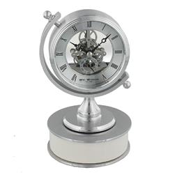 Wm Widdop Quartz Silver Compass Skeleton Clock W2109