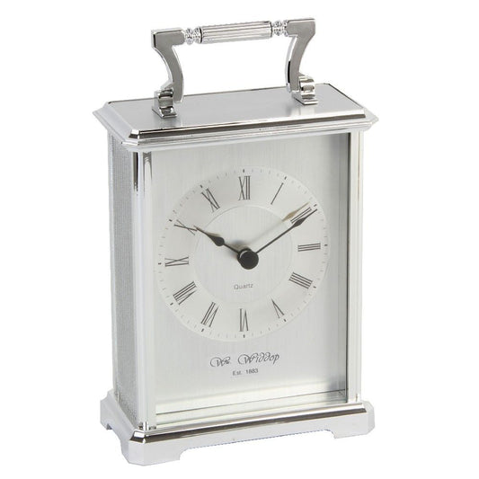 Wm Widdop Silver Plated Quartz Carriage Clock