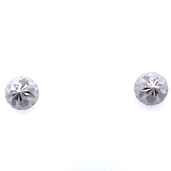 9ct White Gold Diamond-cut Stud Earrings