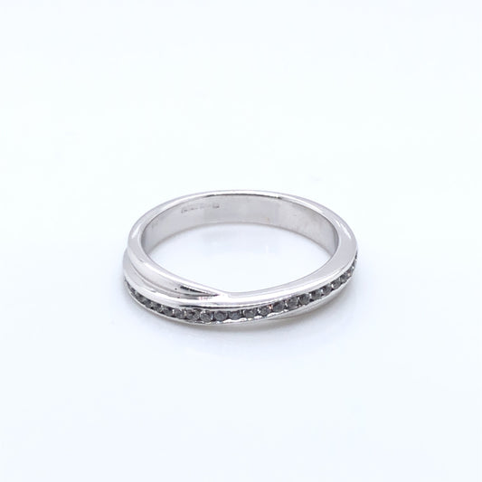 9ct White Gold CZ Crossover Eternity Ring WRA042