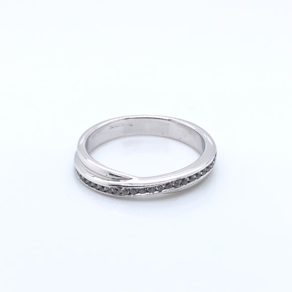 9ct White Gold CZ Crossover Eternity Ring