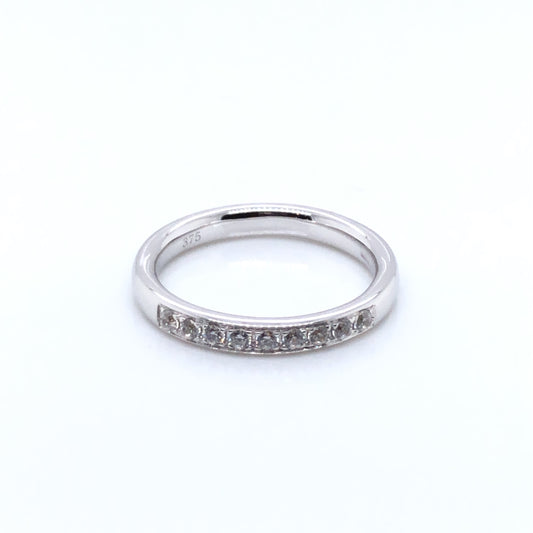 9ct White Gold CZ Wedding/Eternity Ring