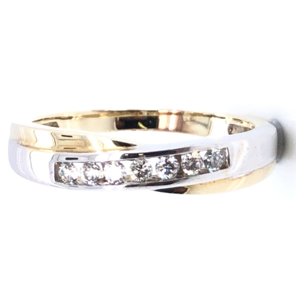 9ct Gold Diamond Two-tone Crossover Band