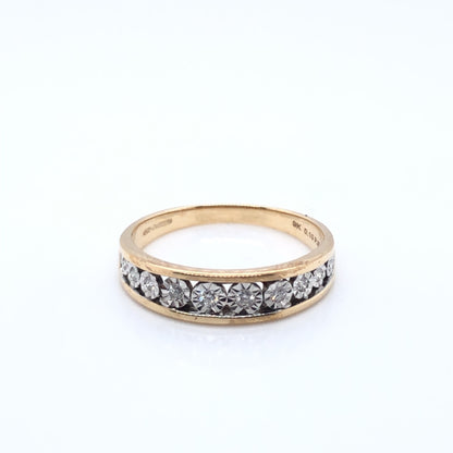 9ct Gold Diamond Illusion 0.10ct Eternity Ring