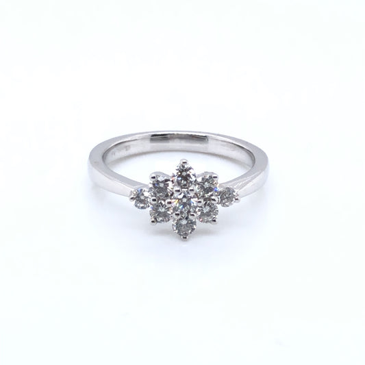 18ct White Gold Diamond 0.50ct Cluster Ring Y5/9