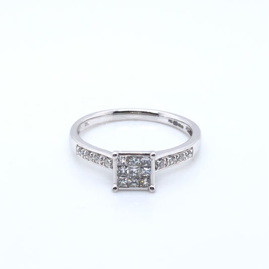 9ct White Gold Diamond Square 0.30ct Engagement Ring