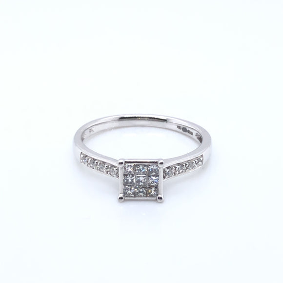 9ct White Gold Diamond Square 0.30ct Engagement Ring