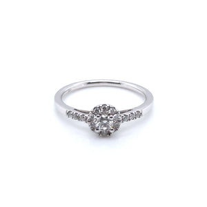9ct White Gold Diamond  Halo 0.30ct Engagement Ring