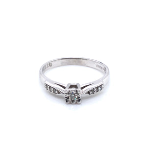 9ct White Gold Diamond Illusion Solitaire 0.10ct Engagement Ring