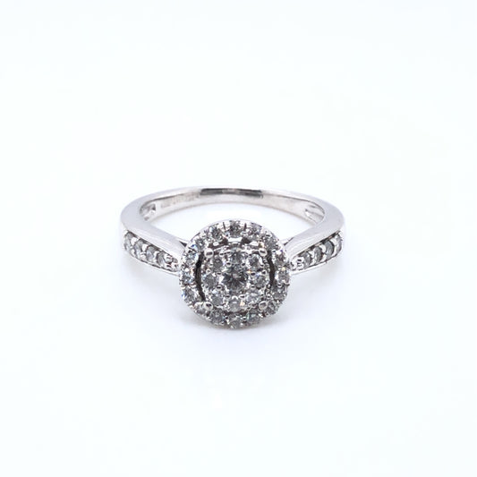 9ct White Gold Diamond 0.50ct Double Halo Ring