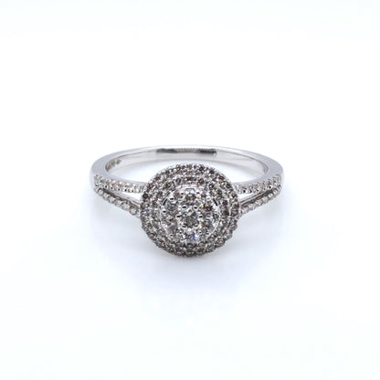 9ct White Gold Diamond 0.40ct Double Halo Ring