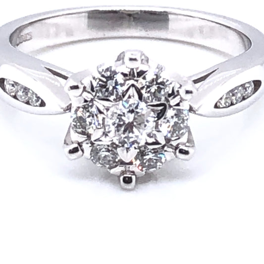 9ct White Gold 0.50ct Diamond Cluster Ring