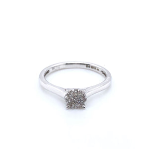 9ct White Gold Diamond  Halo 0.20ct Engagement Ring