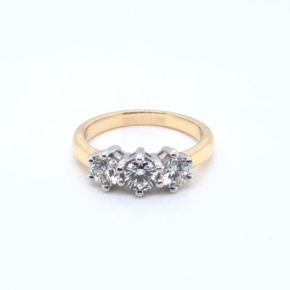 18ct Gold  Diamond Trilogy 1.08ct Si Ring