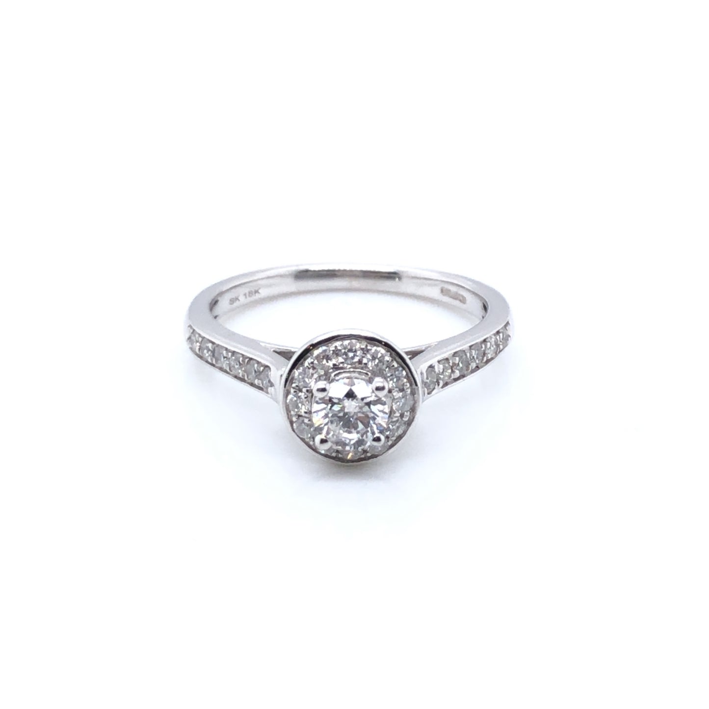 18ct White Gold Diamond 0.60ct Halo Ring