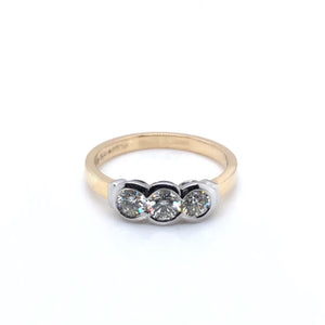 18ct Gold  Diamond Trilogy Rubover  0.65ct Ring
