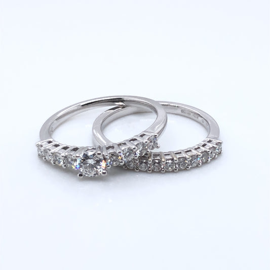 18ct White Gold Diamond 2-Ring Set