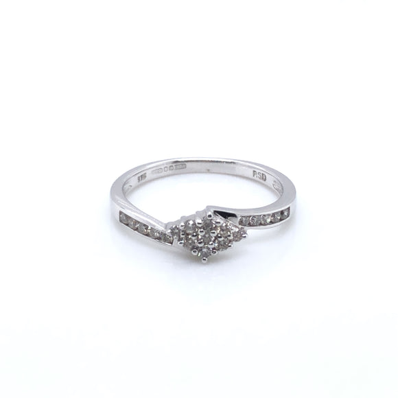 9ct White Gold Diamond  Crossover 0.21ct  Ring