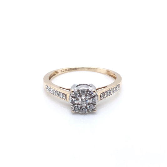 9ct Gold Diamond Illusion Solitaire 0.23ct Ring