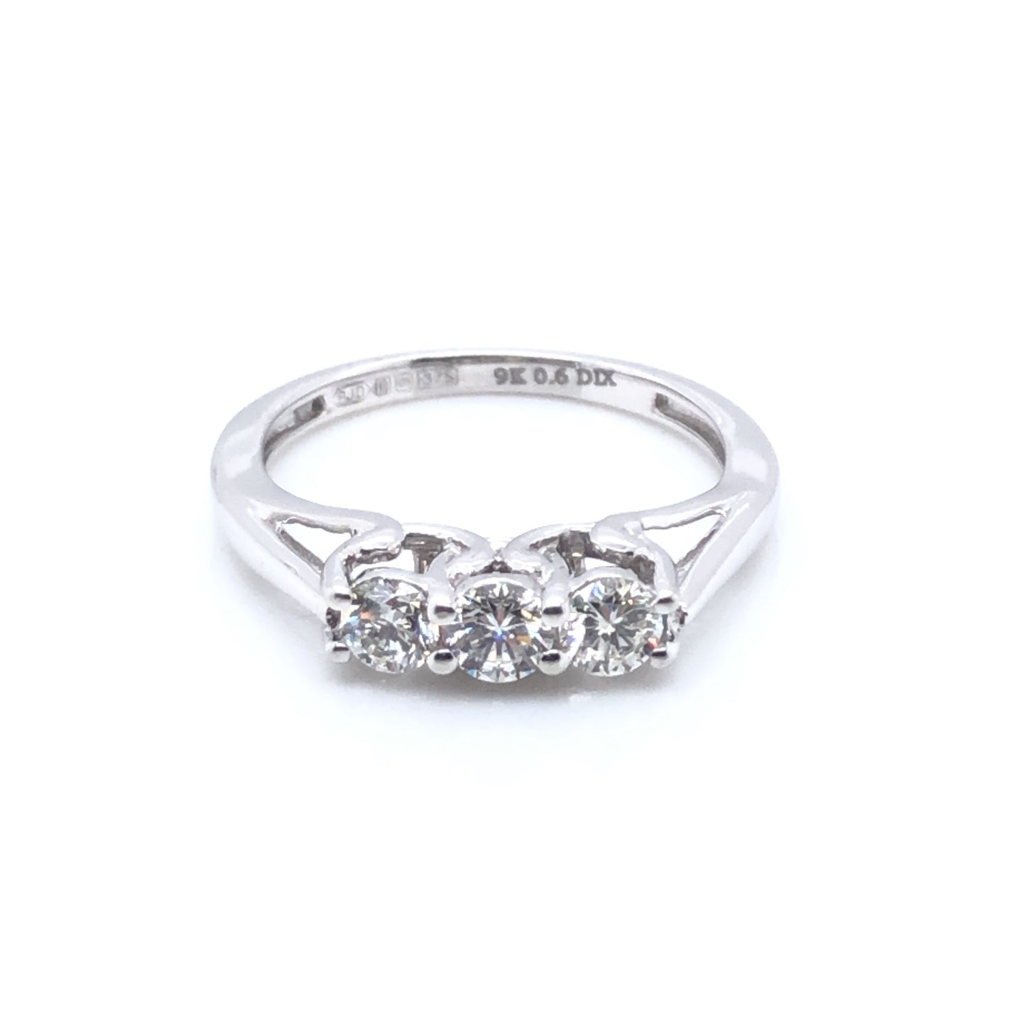 9ct White Gold  Diamond Trilogy 0.60ct Ring