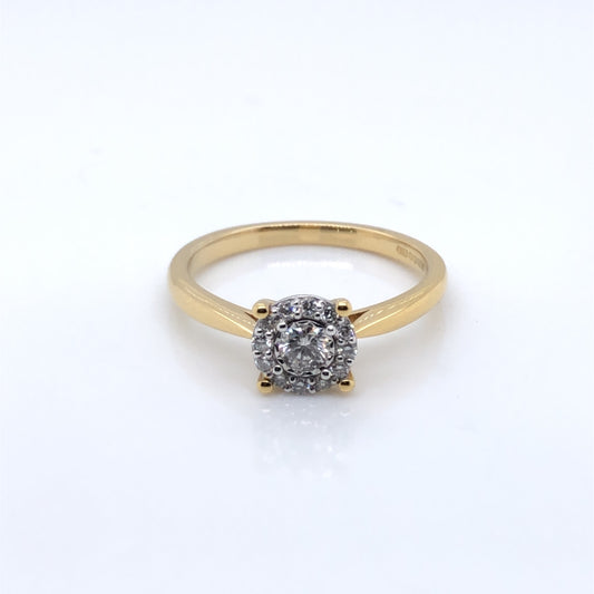 9ct Gold Diamond Round Halo 0.25ct Ring