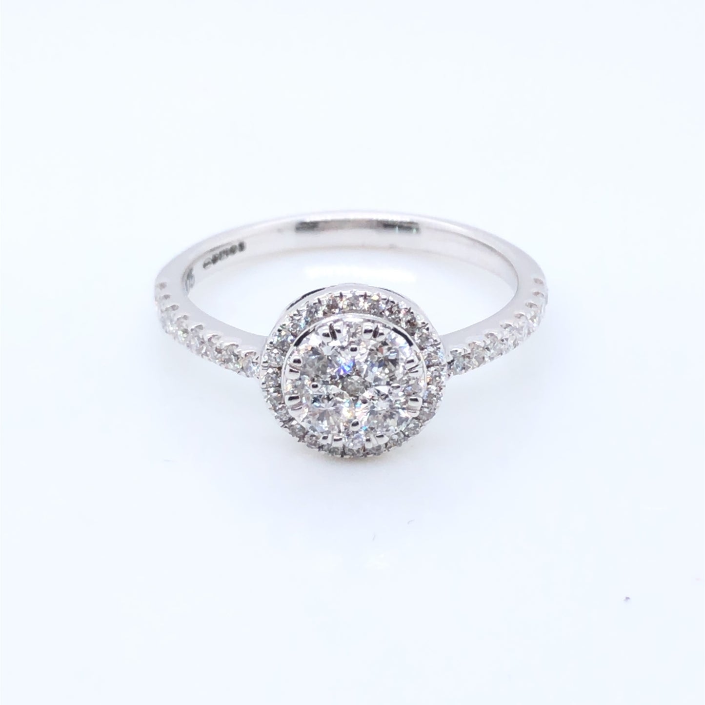 9ct White Gold Diamond 0.60ct  Halo Ring