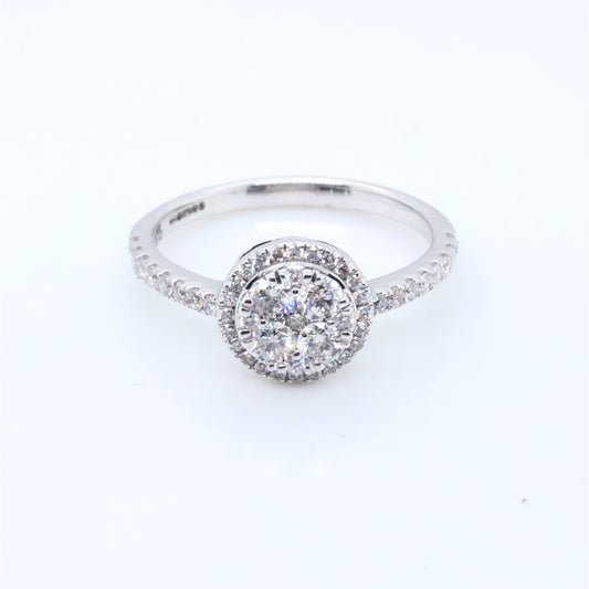 9ct White Gold Diamond 0.60ct  Halo Ring