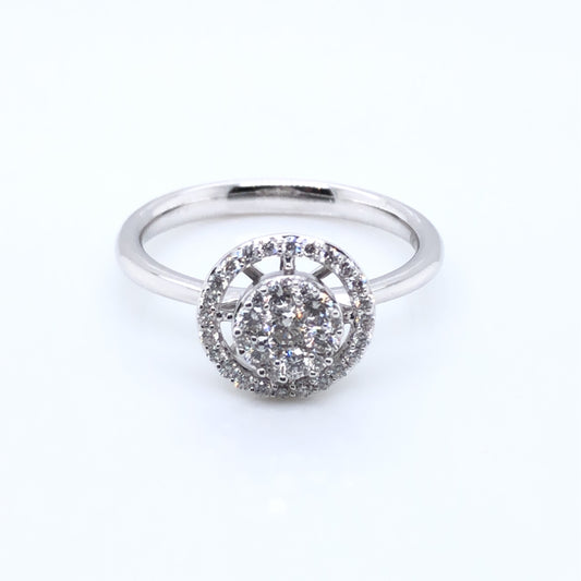 18ct White Gold Diamond 0.40ct Double Halo Ring