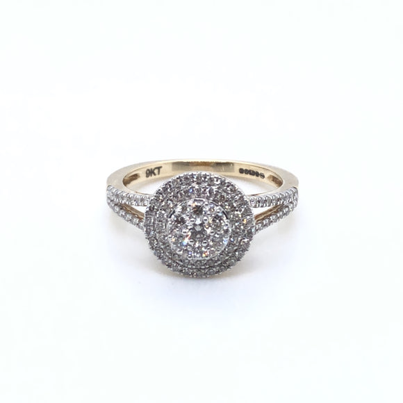 9ct Gold Diamond Round Double Halo 0.50ct Engagement Ring