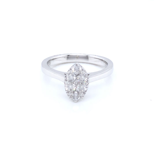 14ct White Gold Diamond Illusion Marquise 0.50ct Engagement Ring