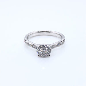 9ct White Gold Diamond 0.50ct Halo Castel Shoulders Ring