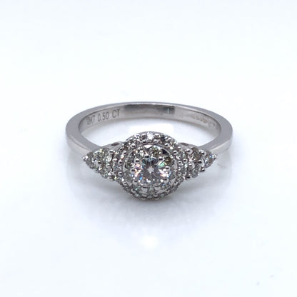 18ct White Gold Diamond 0.50ct Halo Ring